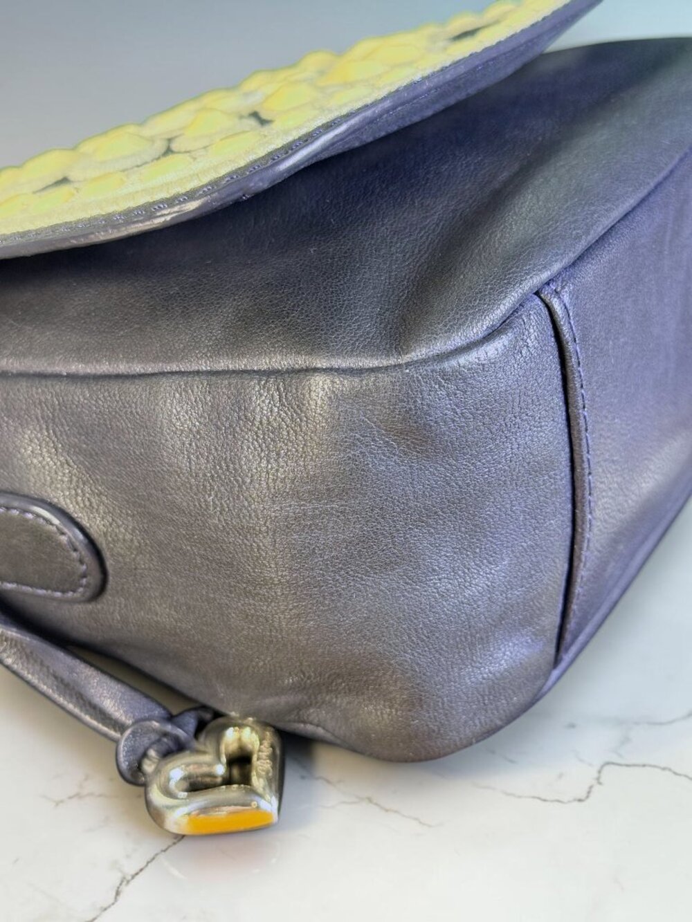 Brighton Masterpiece "Crown Jewel" Navy Leather Shoulder Crossbody Bag -Like New - Picture 8 of 15